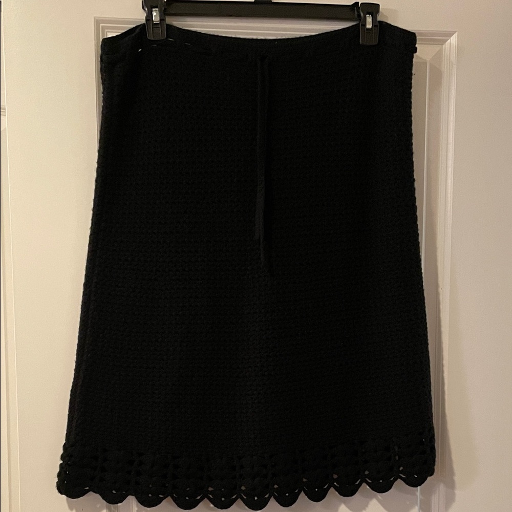 DKNY Black Textured A-Line Skirt